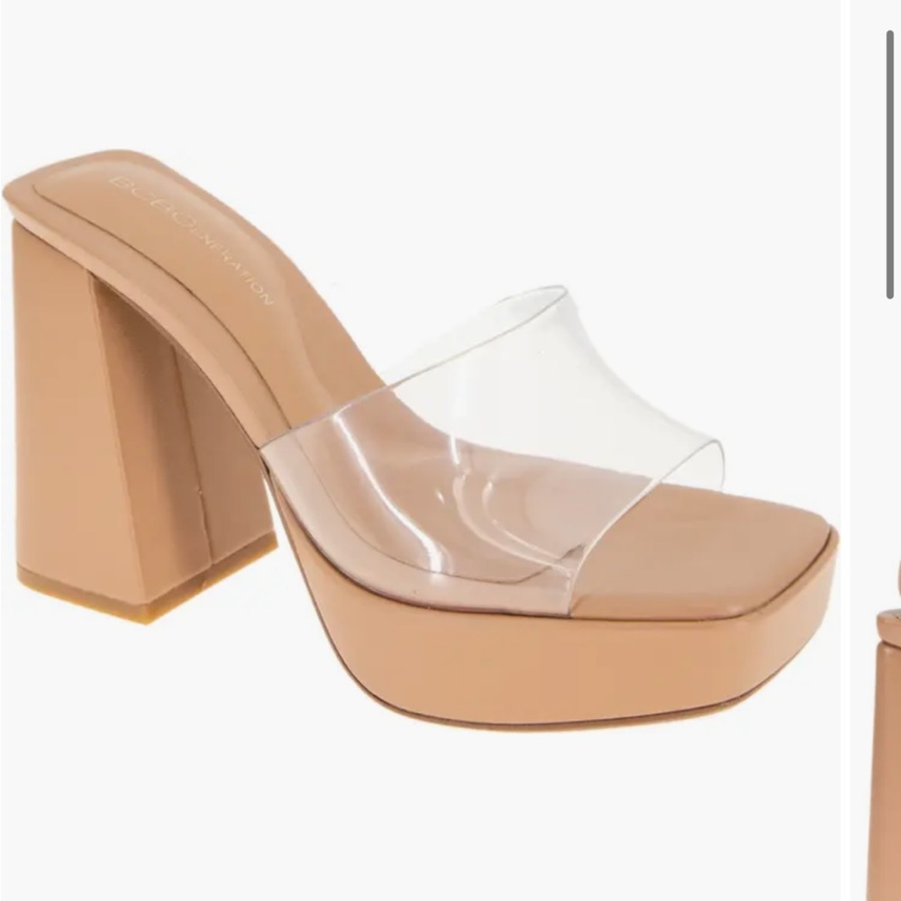 BCBGenration galixy platform sandal size 7.5 in tan